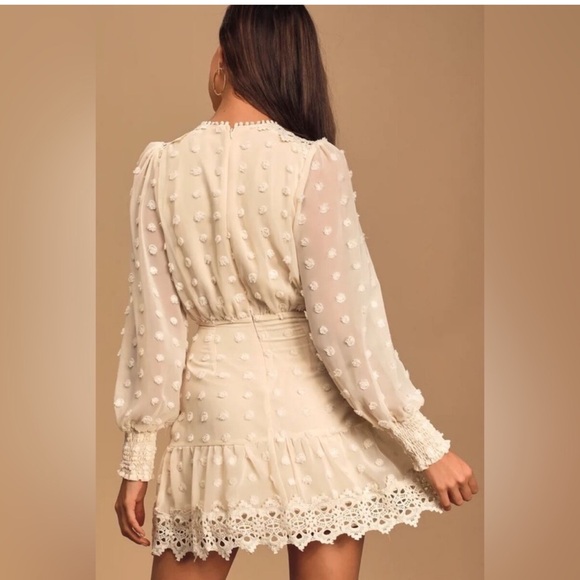 LULU'S Lust or Love Cream Embroidered Lace Long Sleeve Dress - Picture 3 of 8